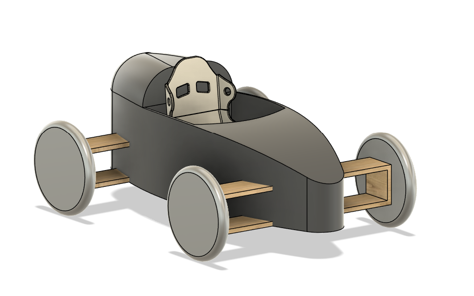 CAD render of the finished soapbox livery with sponsor placements